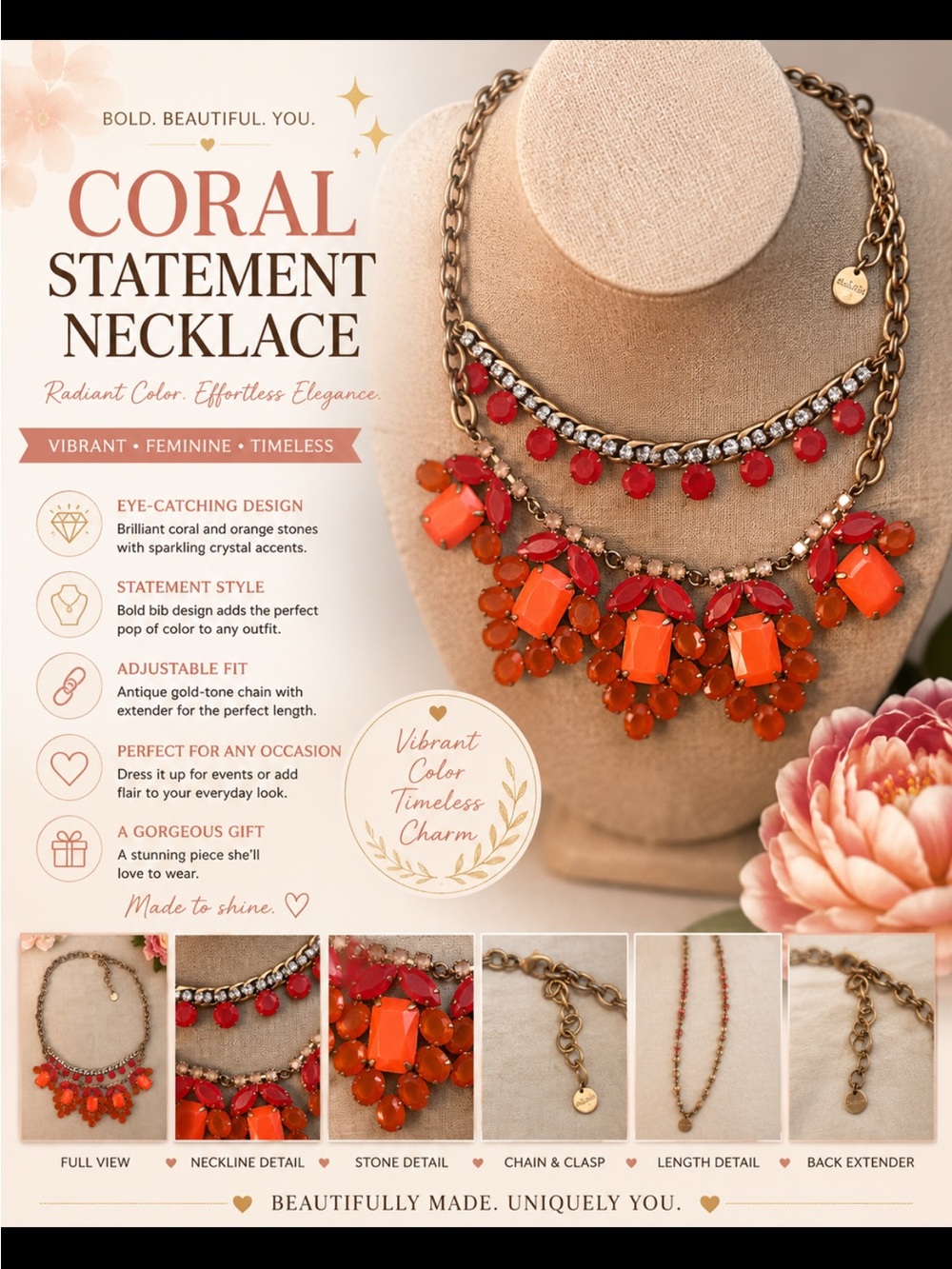 Statement Orange Necklace - Stella & Dot Women Jewelry